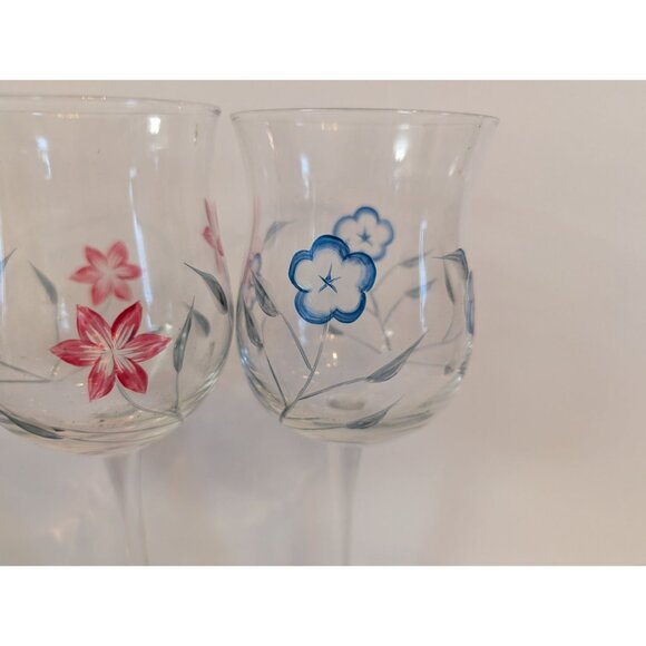 Lenox Tulip Floral Spirit  Floral Wine Glass Set Of 3 Yellow Pink Blue Flowers - Picture 4 of 7